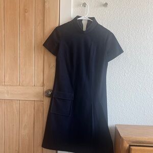 Jan Leslie Black Short-Sleeve Midi A-Line Dress